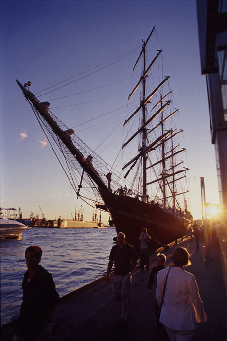 Hafen, Elbe, Landungsbrücken, Großsegler Khersones, Heck, Hamburg